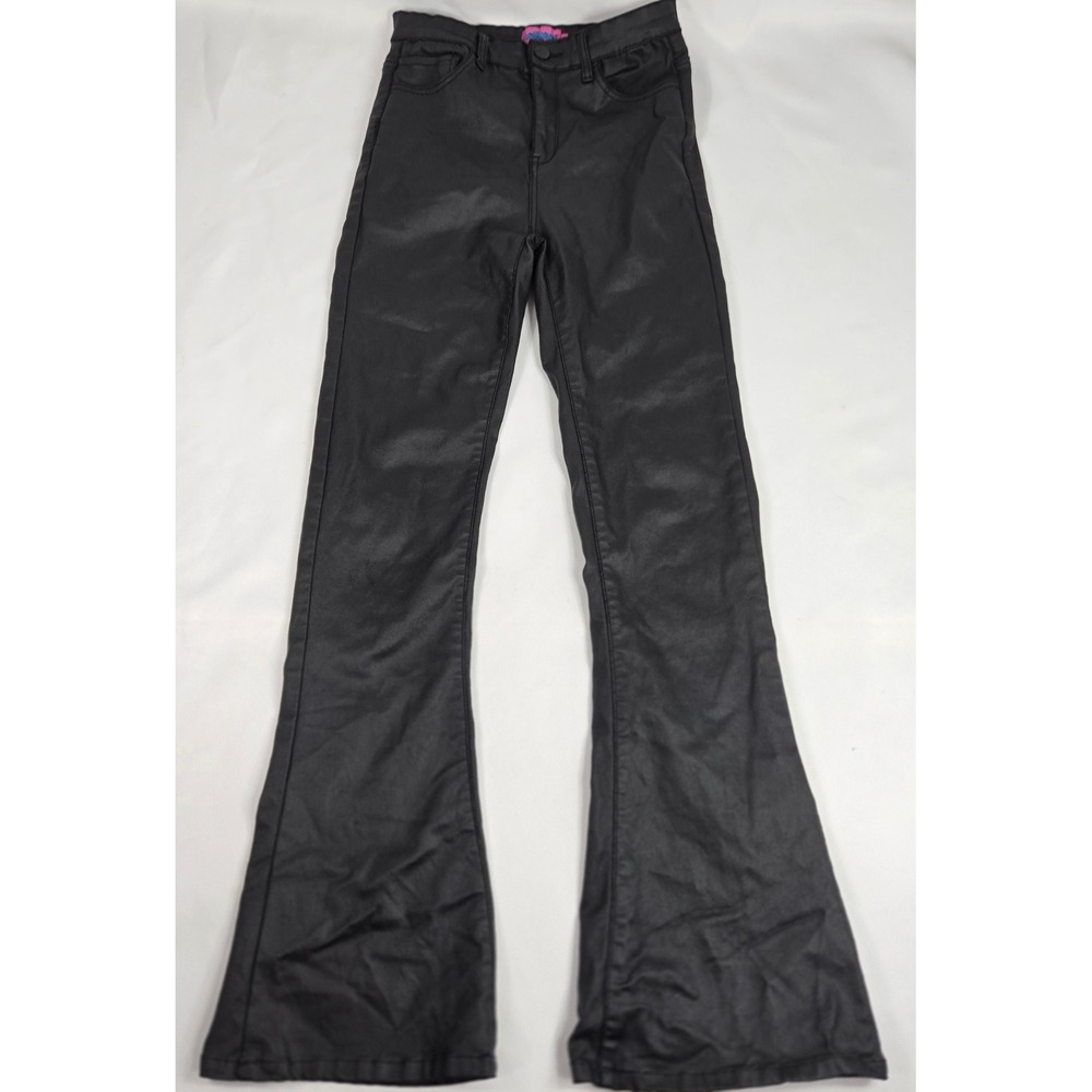 Edikted Faux Leather‎ Pants High Rise Flare Leg Black Size S  24x29 70s 90s Y2k